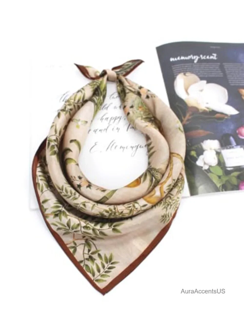 100% Pure Mulberry Silk Small Square Scarf 21x21 Digital Print Neckerchief